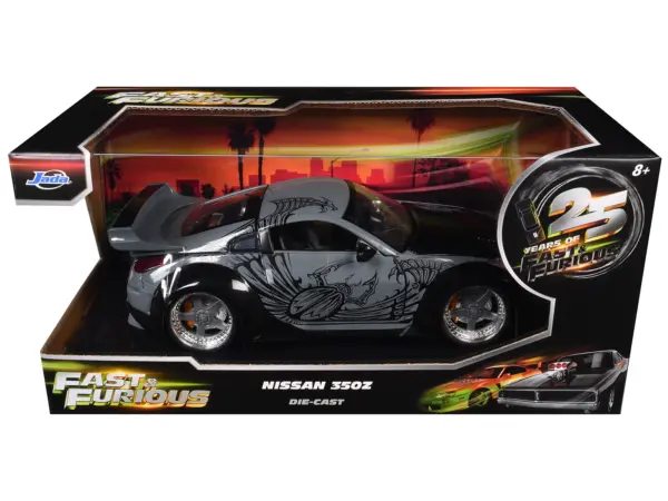 D.K.'s Nissan 350Z Gray and Black with Graphics "Fast & Furious 25th Anniversary" Series 1/24 Diecast Model Car by Jada #3