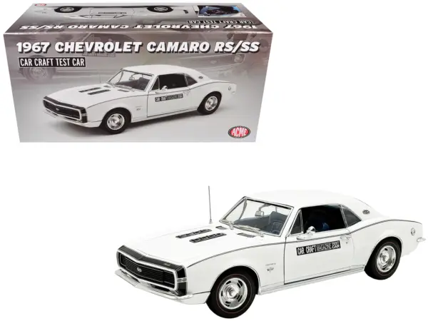 1967 Chevrolet Camaro RS/SS "Car Craft Test Car" White Limited Edition to 180 pieces Worldwide 1/18 Diecast Model Car by ACME #1