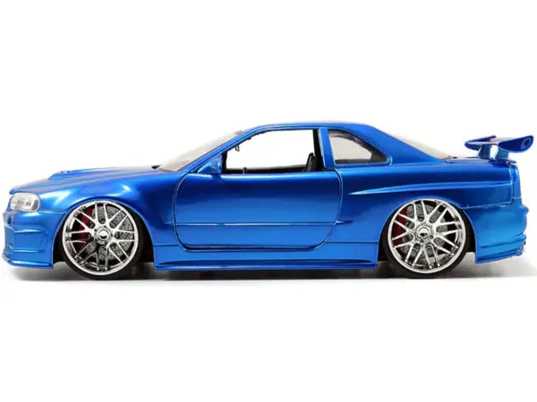 Brian's Nissan GTR Skyline R34 RHD (Right Hand Drive) Blue "Fast & Furious" Movie 1/24 Diecast Model Car by Jada #3
