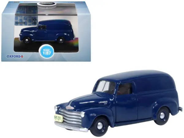 1950 Chevrolet Panel Van Mariner Blue 1/87 (HO) Scale Diecast Model Car by Oxford Diecast #1