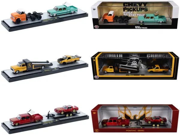 Auto Haulers Set of 3 Trucks Release 96 Limited Edition to 8000 pieces Worldwide 1/64 Diecast Models by M2 Machines #1