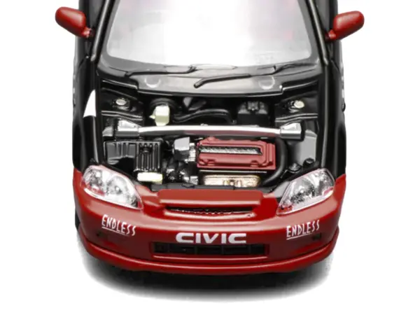 Honda Civic Type R (EK9) RHD (Right Hand Drive) #60 "Advan" Black and Red 1/64 Diecast Model Car by MotorHelix #3