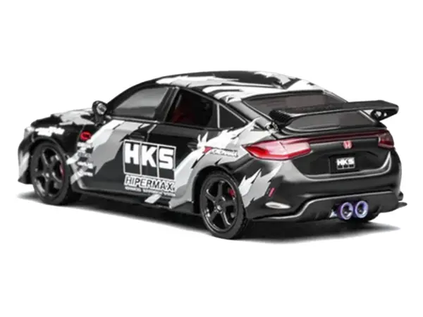 Honda Civic Type R (FL5) RHD (Right Hand Drive) "HKS" Matt Black with Graphics 1/64 Diecast Model Car by MotorHelix #4
