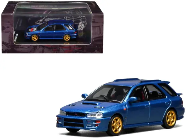 Subaru Impreza WRX STi Wagon Version VI RHD (Right Hand Drive) Blue Metallic 1/64 Diecast Model Car by MotorHelix #1