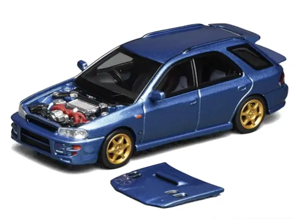 Subaru Impreza WRX STi Wagon Version VI RHD (Right Hand Drive) Blue Metallic 1/64 Diecast Model Car by MotorHelix #2