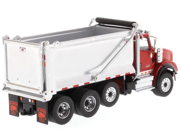 International HX620 Tandem Axle with Pusher Axle OX Stampede Dump Truck Red and Chrome "Transport Series" 1/50 Diecast Model by Diecast Masters #3