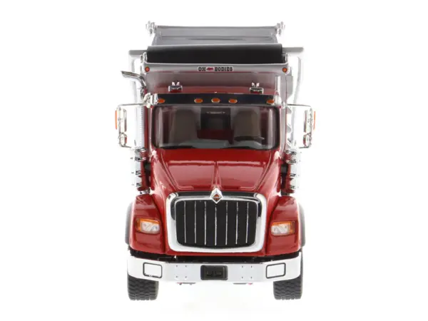 International HX620 Tandem Axle with Pusher Axle OX Stampede Dump Truck Red and Chrome "Transport Series" 1/50 Diecast Model by Diecast Masters #4