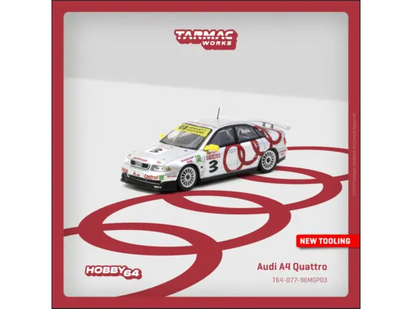 Audi A4 Quattro #3 Frank Biela Winner "Macau Guia Race" (1996) "Hobby64" Series 1/64 Diecast Model Car by Tarmac Works #4