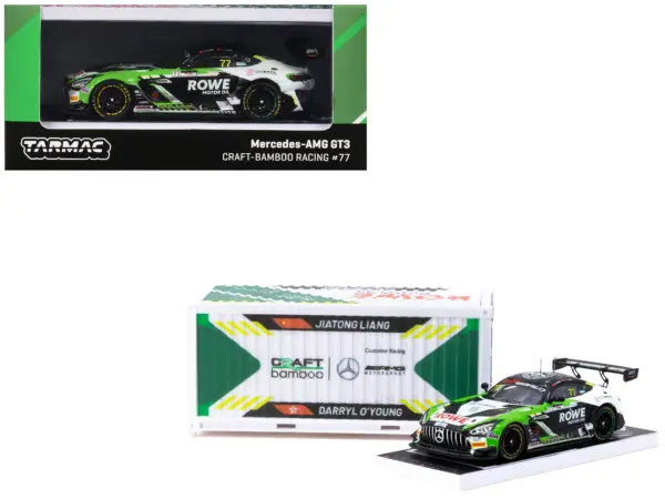 Mercedes-AMG GT3 #77 Liang Jiatong - Darryl O'Young "Craft-Bamboo Racing" "GT World Challenge Asia 2025 - Beijing Season Finale" (2025) with Container Display Case "Hobby64" Series 1/64 Diecast Model Car by Tarmac Works #1