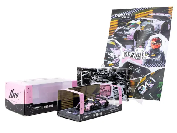 Audi R8 LMS GT3 evo II #10 Adderly Fong "Uno Racing Team - Kuromi" "Macau GT Cup - FIA GT World Cup" (2024) with  Collectible Tarmac Cards "Hobby64" Series 1/64 Diecast Model Car by Tarmac Works #4