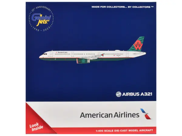 Airbus A321 Commercial Aircraft "American Airlines - America West Heritage Jet" (N580UW) White with Tail Graphics 1/400 Diecast Model Airplane by GeminiJets #3