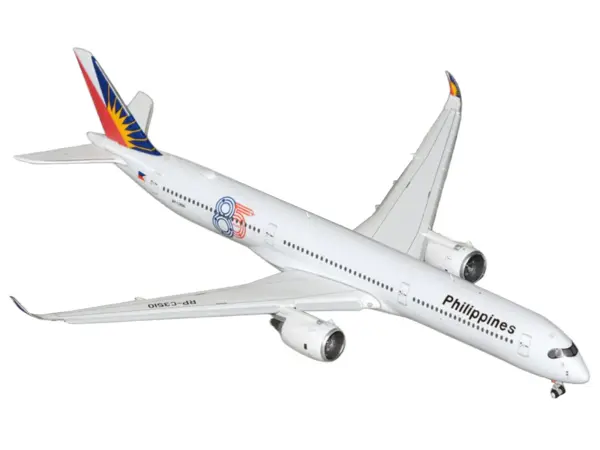 Airbus A350-1000 Commercial Aircraft with Flaps Down "Philippine Airlines - 85 Years" (RP-C3510) White with Tail Graphics 1/400 Diecast Model Airplane by GeminiJets #2