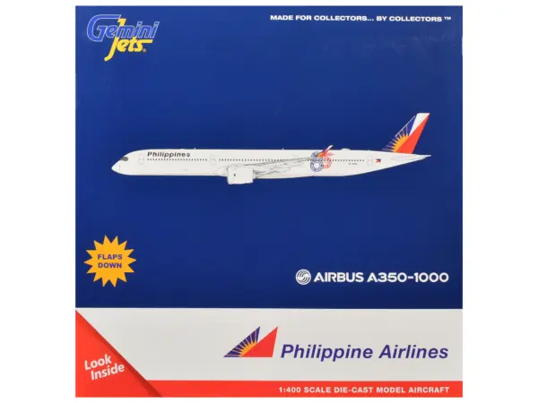Airbus A350-1000 Commercial Aircraft with Flaps Down "Philippine Airlines - 85 Years" (RP-C3510) White with Tail Graphics 1/400 Diecast Model Airplane by GeminiJets #3