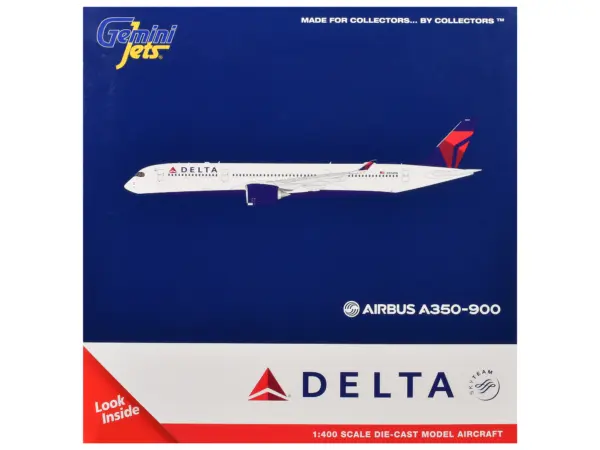 Airbus A350-900 Commercial Aircraft "Delta Air Lines" (N504DN) White with Blue and Red Tail 1/400 Diecast Model Airplane by GeminiJets #3