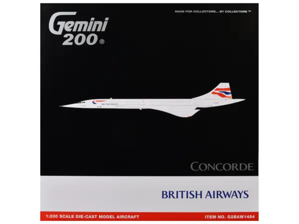 BAe/Aerospatiale Concorde Commercial Aircraft "British Airways" (G-BOAD) White with Tail Stripes "Gemini 200" Series 1/200 Diecast Model by GeminiJets #3