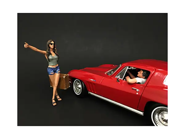 Hitchhiker 2 piece Figurine Set (Green Shirt) for 1/24 Scale Models by American Diorama #1