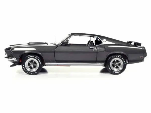 1969 Ford Mustang Dark Gray Metallic with Black Stripes "John Wick" (2014) Movie "Silver Screen Machines" Series 1/18 Diecast Model Car by Auto World #5
