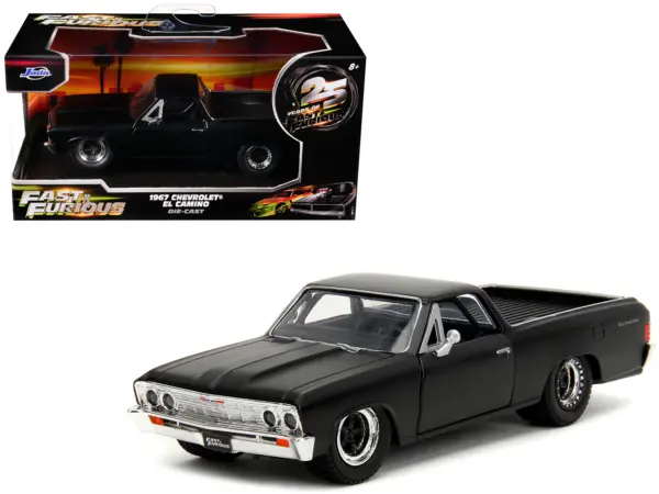 1967 Chevrolet El Camino Matt Black "Fast & Furious" Series 1/32 Diecast Model Car by Jada #1
