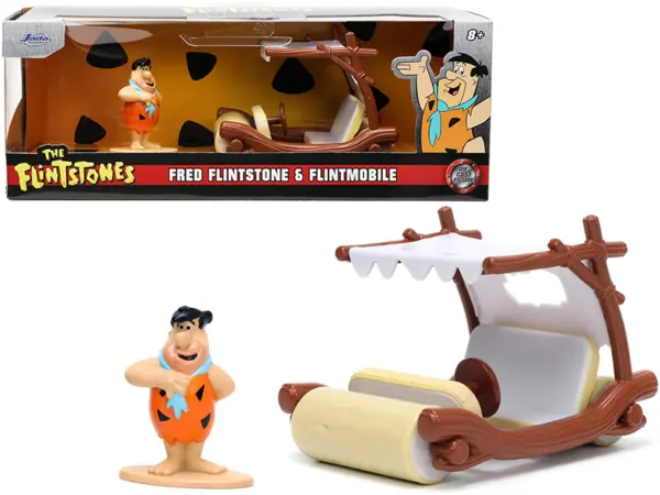 Flintmobile with Fred Flintstone Diecast Figurine "The Flintstones" "Hollywood Rides" Series 1/32 Diecast Model Car by Jada #1