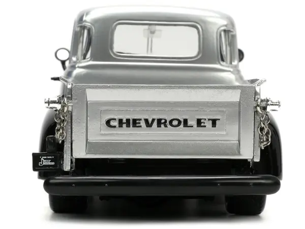 1953 Chevrolet 3100 Pickup Truck Silver Metallic with Black Flames with Extra Wheels "Just Trucks" Series 1/24 Diecast Model Car by Jada #5