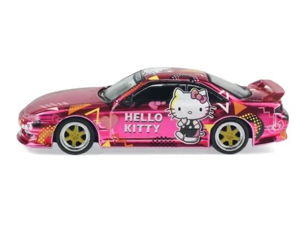 Nissan Vertex Silvia (S14) RHD (Right Hand Drive) "Hello Kitty" Pink Metallic with Graphics "Global64" Series 1/64 Diecast Model Car by Tarmac Works #2