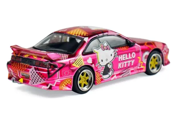 Nissan Vertex Silvia (S14) RHD (Right Hand Drive) "Hello Kitty" Pink Metallic with Graphics "Global64" Series 1/64 Diecast Model Car by Tarmac Works #3