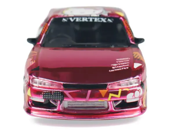 Nissan Vertex Silvia (S14) RHD (Right Hand Drive) "Hello Kitty" Pink Metallic with Graphics "Global64" Series 1/64 Diecast Model Car by Tarmac Works #4