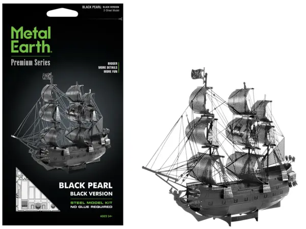 Model Kit Black Pearl Ship Black Version (Moderate Difficulty) Steel Model by Metal Earth #1