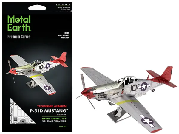 Model Kit North American P-51D Mustang Fighter Aircraft "Tuskegee Airmen Duchess Arlene 100th Fighter Squadron" United States Army Air Forces (Challenging Difficulty) Steel Model by Metal Earth #1