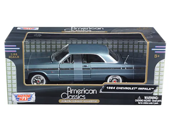1964 Chevrolet Impala Blue 1/24 Diecast Model Car by Motormax #2