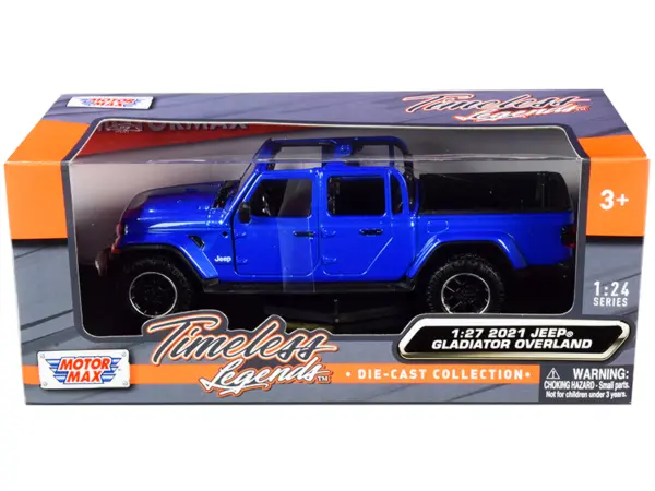 2021 Jeep Gladiator Overland (Open Top) Pickup Truck Blue Metallic 1/24-1/27 Diecast Model Car by Motormax #1