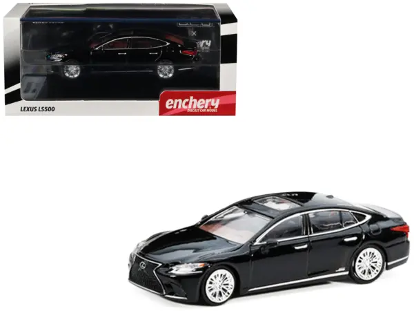 Lexus LS500h Black with Sunroof 1/64 Diecast Model Car by GCD x Enchery #1
