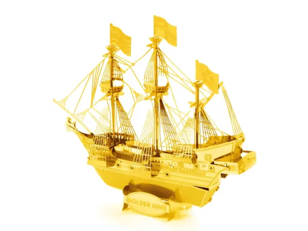Model Kit Golden Hind Galleon Gold Version (Moderate Difficulty) Steel Model by Metal Earth #2