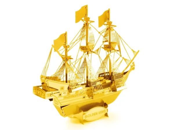Model Kit Golden Hind Galleon Gold Version (Moderate Difficulty) Steel Model by Metal Earth #4