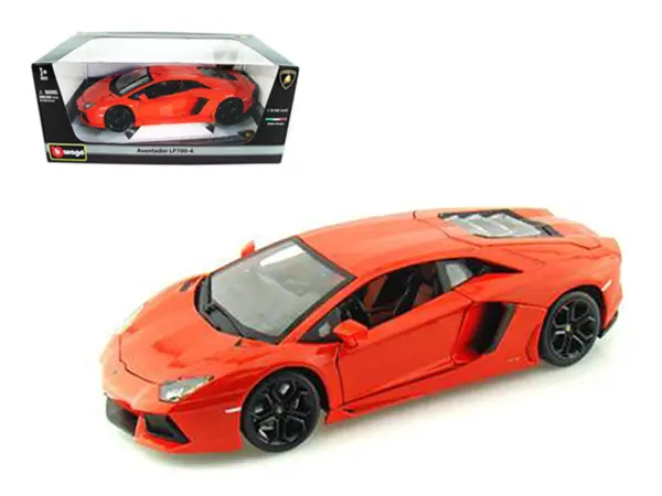 2012 Lamborghini Aventador LP700-4 Orange 1/18 Diecast Model Car by Bburago #1