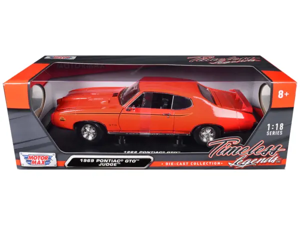1969 Pontiac GTO Judge Orange 1/18 Diecast Model Car by Motormax #3