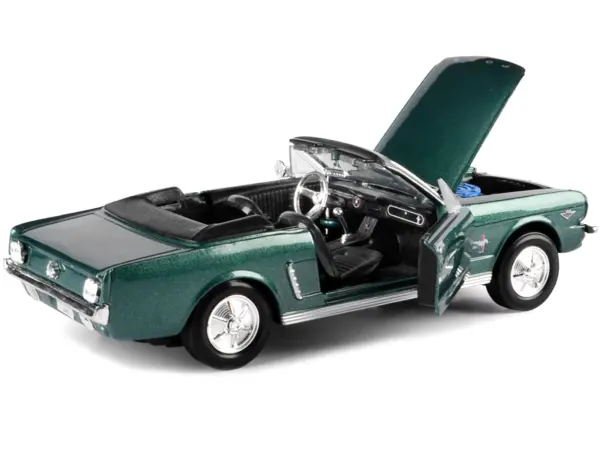 1964 1/2 Ford Mustang Convertible Green Metallic 1/24 Diecast Model Car by Motormax #2