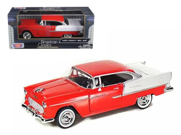 1955 Chevrolet Bel Air Red 1/24 Diecast Model Car by Motormax #1