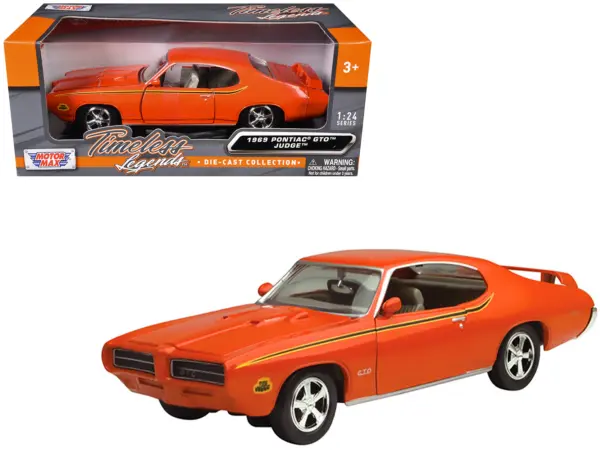 1969 Pontiac GTO Judge Orange with Stripes 1/24 Diecast Model Car by Motormax #1