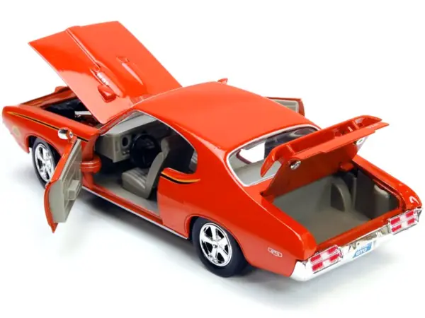 1969 Pontiac GTO Judge Orange with Stripes 1/24 Diecast Model Car by Motormax #3