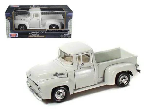 1956 Ford F-100 Pickup Truck White 1/24 Diecast Model Car by Motormax #1