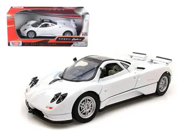 Pagani Zonda C12 White 1/24 Diecast Car Model by Motormax #1