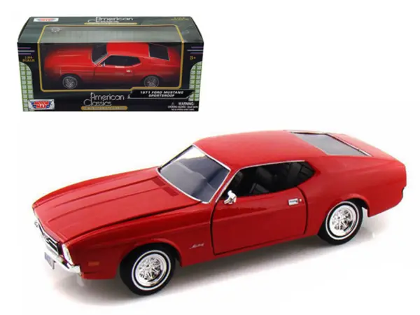 1971 Ford Mustang Sportsroof Red 1/24 Diecast Model Car by Motormax #1
