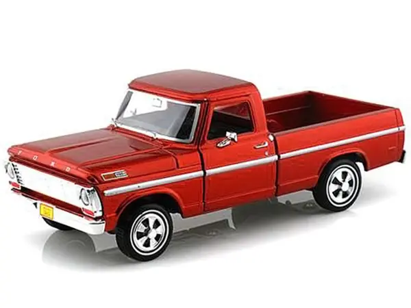 1969 Ford F-100 Pickup Truck Burgundy 1/24 Diecast Model Car by Motormax #2