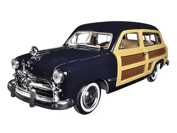 1949 Ford Woody Wagon Dark Blue 1/24 Diecast Model Car by Motormax #2