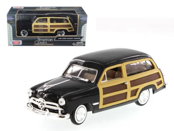 1949 Ford Woody Wagon Black 1/24 Diecast Model Car by Motormax #1