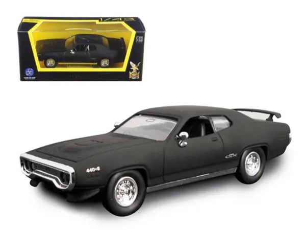 1971 Plymouth GTX Matt Black 1/43 Diecast Model Car by Road Signature #1