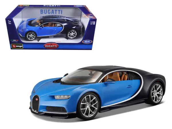 2016 Bugatti Chiron Blue 1/18 Diecast Model Car by Bburago #1