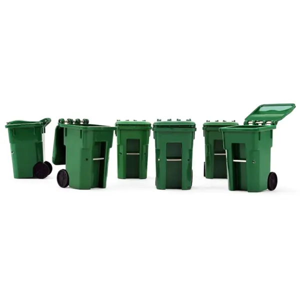 Set of 6 Green Garbage Trash Bin Containers Replica 1/34 Models by First Gear #3