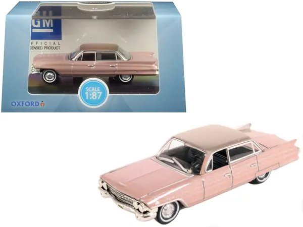 1961 Cadillac Sedan DeVille Metallic Pink 1/87 (HO) Scale Diecast Model Car by Oxford Diecast #1